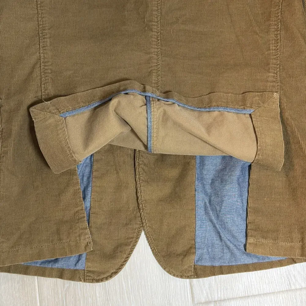 JCrew Men’s L Sport Coat Corduroy Blazer Jacket Tan Academia Classic Preppy